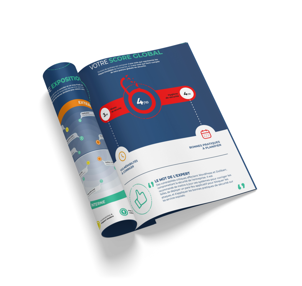 Exemple d'un rapport de diagnostic Sekost ouvert sur la page du score cyber